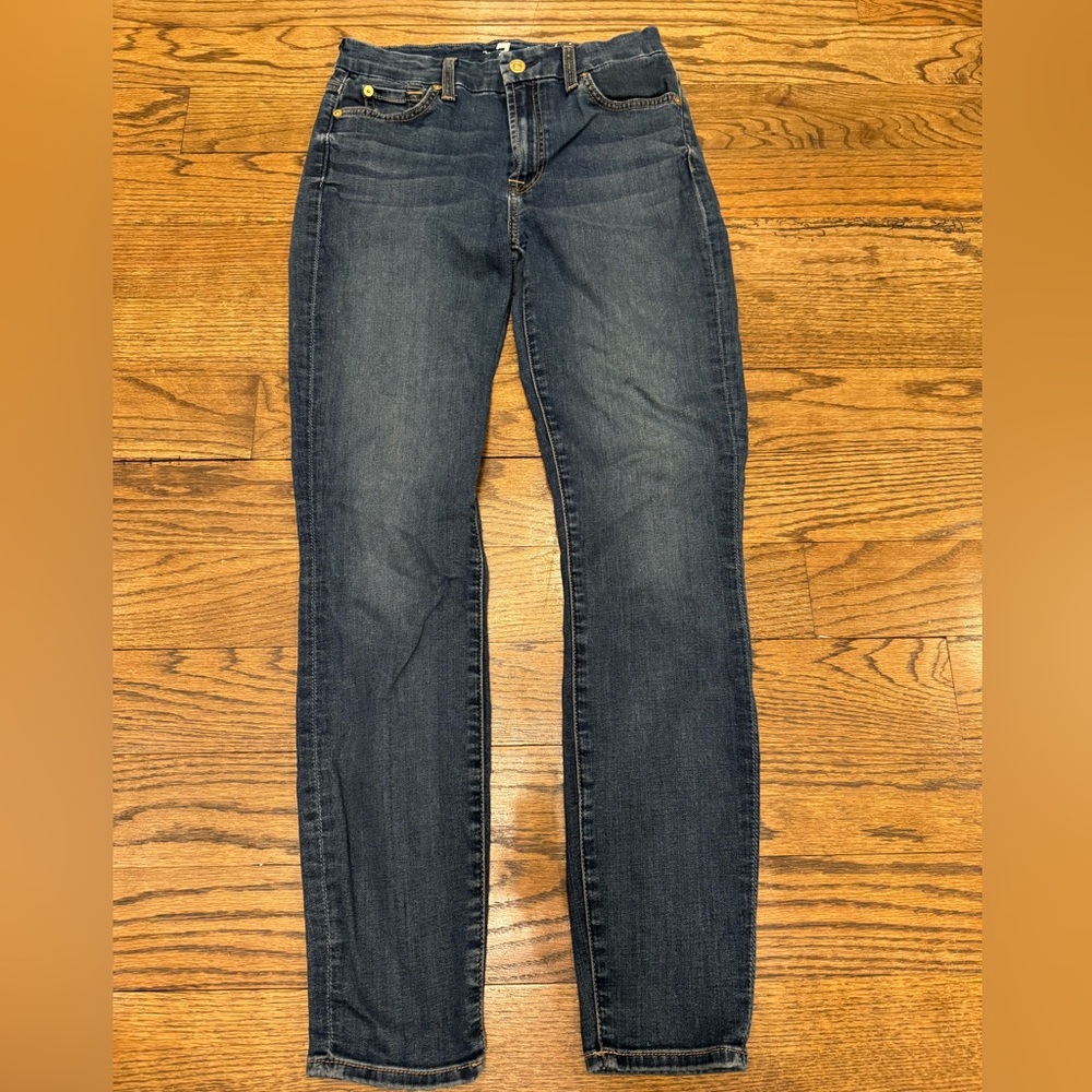 7 For All Mankind High Waist Ankle Skinny Jeans Medium Wash Size 27